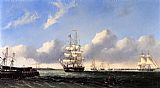 William Bradford Famous Paintings - The Port of New Bedford from Crow Island